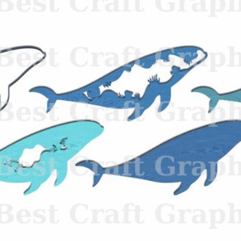 Intra απο ξύλο plywood 3mm-4mm πάχος – Αρχεία αποκοπής με λέιζερ φάλαινας - Τέχνη 6 επιπέδων Δίασταση  20x20 cm INTRAFABR-119672238 - Image 2