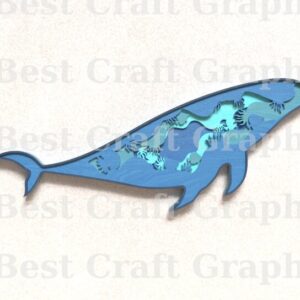 Intra απο ξύλο plywood 3mm-4mm πάχος – Αρχεία αποκοπής με λέιζερ φάλαινας - Τέχνη 6 επιπέδων Δίασταση  20x20 cm INTRAFABR-119672238