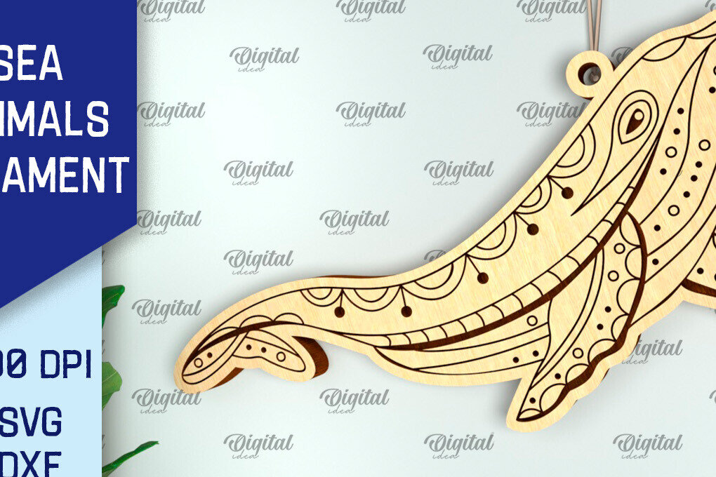 Intra απο ξύλο plywood 3mm-4mm πάχος – στολίδι φάλαινας Δίασταση  20x20 cm INTRAFABR-99132500