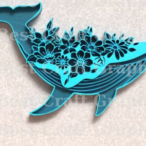 Intra απο ξύλο plywood 3mm-4mm πάχος – Whale, Αρχεία αποκοπής με λέιζερ - τέχνη 5 επιπέδων Δίασταση  20x20 cm INTRAFABR-119674064