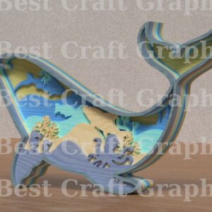 Intra απο ξύλο plywood 3mm-4mm πάχος – Whale, Αρχεία αποκοπής με λέιζερ - 6 Layer Art Δίασταση  20x20 cm INTRAFABR-119307824