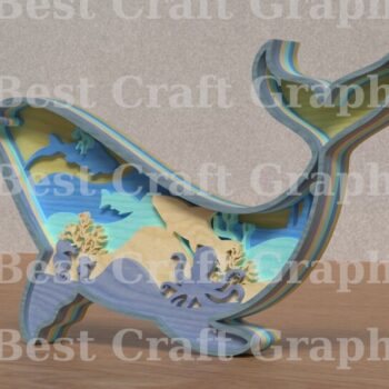 Intra απο ξύλο plywood 3mm-4mm πάχος – Whale, Αρχεία αποκοπής με λέιζερ - 6 Layer Art Δίασταση  20x20 cm INTRAFABR-119307824 - Image 1