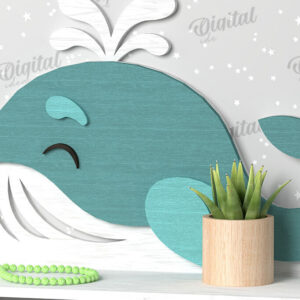 Intra απο ξύλο plywood 3mm-4mm πάχος –  κοπής με λέιζερ ραφιού τοίχου φάλαινας Δίασταση  40x30 cm INTRAFABR-109866635