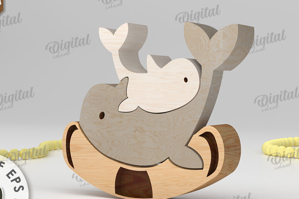 Intra απο ξύλο plywood 3mm-4mm πάχος – Κοπή με λέιζερ παζλ φάλαινες. Laser ζώων Δίασταση  20x20 cm INTRAFABR-108580783