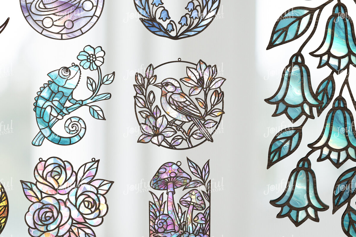 Intra απο ξύλο plywood 3mm-4mm πάχος – Whimsical Nature Suncatcher Bundle Δίασταση  20x20 cm INTRAFABR-124400788