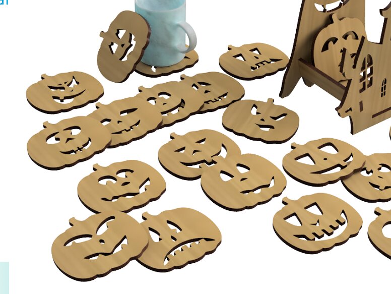 Intra απο ξύλο plywood 3mm-4mm πάχος – Whimsical Pumpkin Cup Holder Kit Laser Δίασταση  20x20 cm INTRAFABR-99989308