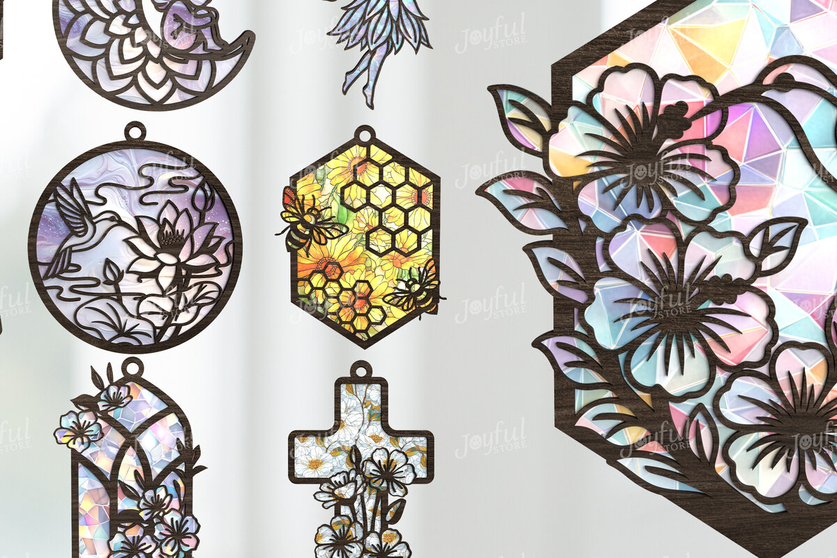 Intra απο ξύλο plywood 3mm-4mm πάχος – Whimsical Suncatcher Bundle Δίασταση  20x20 cm INTRAFABR-123644828