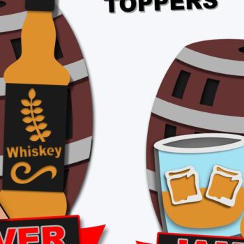 Intra απο ξύλο plywood 3mm-4mm πάχος – Whisky Toppers 3d Δίασταση  20x20 cm INTRAFABR-99955060 - Image 1