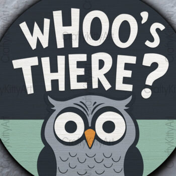 Intra απο ξύλο plywood 3mm-4mm πάχος – Whoo's There Κρεμάστρα πόρτας κουκουβάγιας 3D Δίασταση  20x20 cm INTRAFABR-104867955 - Image 1