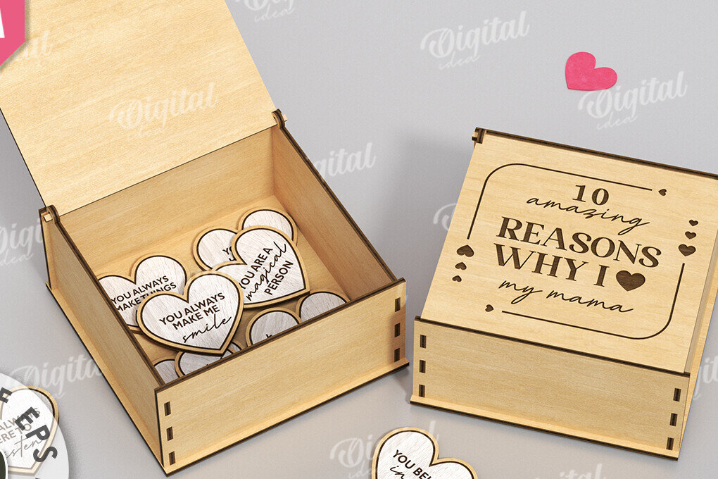 Intra απο ξύλο plywood 3mm-4mm πάχος – "ΓΙΑΤΙ ΣΕ ΑΓΑΠΩ ΜΑΜΑ" Box Δίασταση  20x20 cm INTRAFABR-118341686