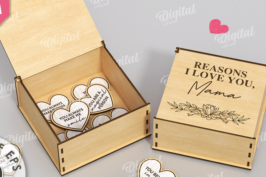 Intra απο ξύλο plywood 3mm-4mm πάχος – "ΓΙΑΤΙ ΣΕ ΑΓΑΠΩ ΜΑΜΑ" Box Δίασταση  20x20 cm INTRAFABR-118340124