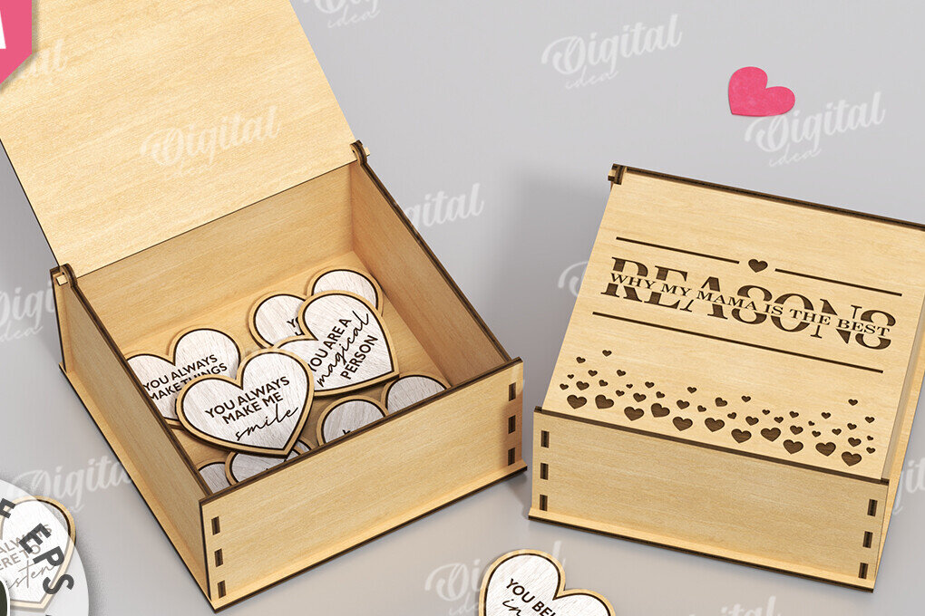 Intra απο ξύλο plywood 3mm-4mm πάχος – "ΓΙΑΤΙ ΣΕ ΑΓΑΠΩ ΜΑΜΑ" Box Δίασταση  20x20 cm INTRAFABR-118340886