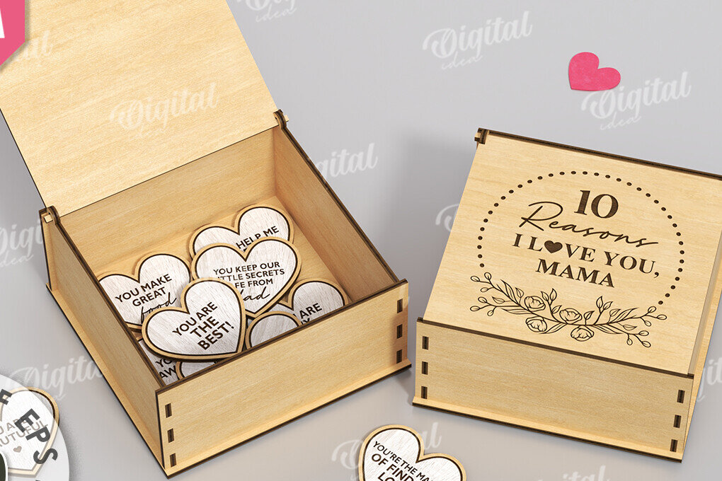 Intra απο ξύλο plywood 3mm-4mm πάχος – "ΓΙΑΤΙ ΣΕ ΑΓΑΠΩ ΜΑΜΑ" Box Δίασταση  20x20 cm INTRAFABR-118341054