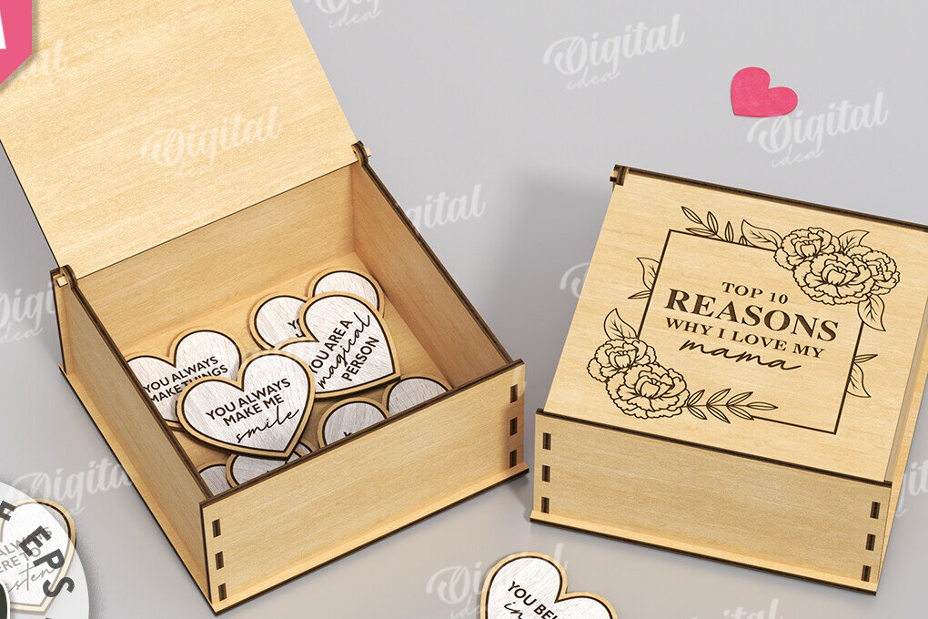 Intra απο ξύλο plywood 3mm-4mm πάχος – "ΓΙΑΤΙ ΣΕ ΑΓΑΠΩ ΜΑΜΑ" Box Δίασταση  20x20 cm INTRAFABR-118341240