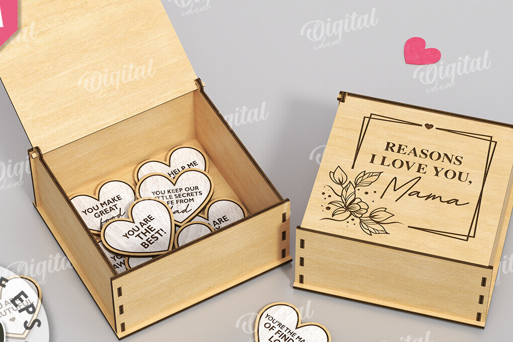 Intra απο ξύλο plywood 3mm-4mm πάχος – "ΓΙΑΤΙ ΣΕ ΑΓΑΠΩ ΜΑΜΑ" Box Δίασταση  20x20 cm INTRAFABR-118341453