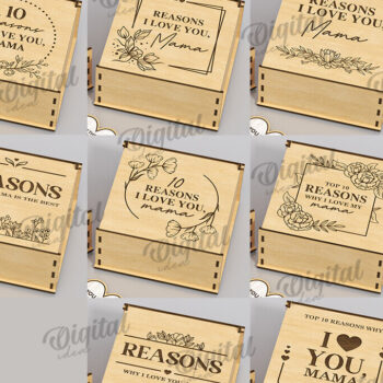 Intra απο ξύλο plywood 3mm-4mm πάχος – Why I Love You Mom Boxes LaserCut Bundle Δίασταση  20x20 cm INTRAFABR-118488976 - Image 2