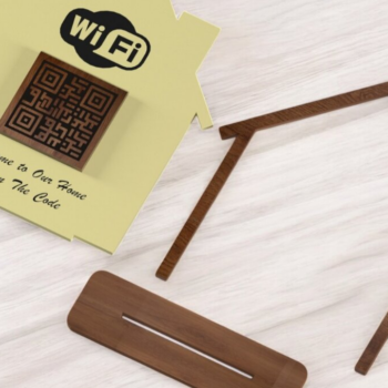 Intra απο ξύλο plywood 3mm-4mm πάχος – WiFi QR Code Sign Αρχείο 223 Δίασταση  40x30 cm INTRAFABR-118486858 - Image 2