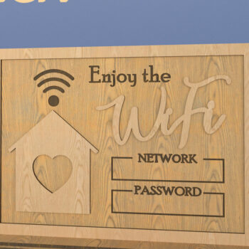 Intra απο ξύλο plywood 3mm-4mm πάχος – Πινακίδα Wi-Fi για το σπίτι. Wifi. Σημάδι λέιζερ Δίασταση  20x20 cm INTRAFABR-82011365 - Image 1