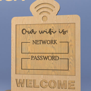 Intra απο ξύλο plywood 3mm-4mm πάχος – Πινακίδα Wi-Fi για το σπίτι. Wifi. Σημάδι λέιζερ Δίασταση  20x20 cm INTRAFABR-82009789 - Image 1