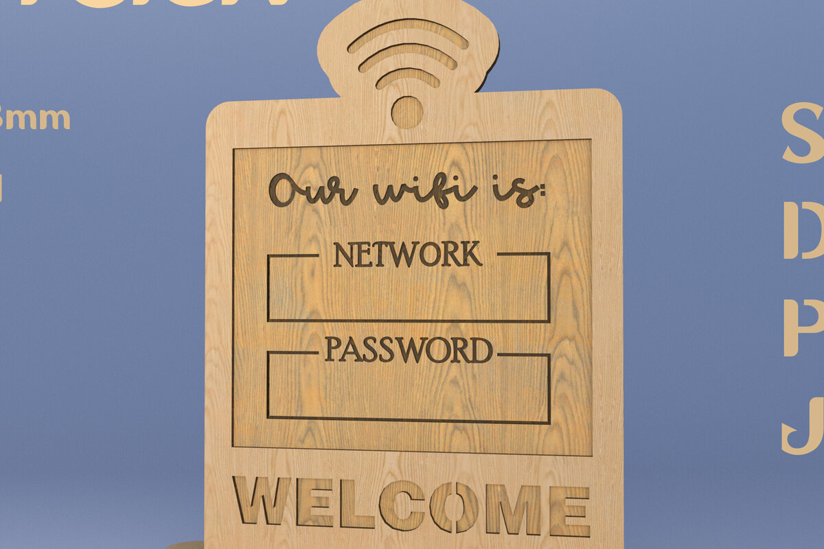 Intra απο ξύλο plywood 3mm-4mm πάχος – Πινακίδα Wi-Fi για το σπίτι. Wifi. Σημάδι λέιζερ Δίασταση  20x20 cm INTRAFABR-82009789