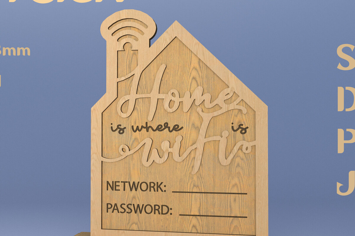 Intra απο ξύλο plywood 3mm-4mm πάχος – Wifi. Σημάδι λέιζερ. Κοπή λέιζερ σπιτιού Δίασταση  20x20 cm INTRAFABR-82011409