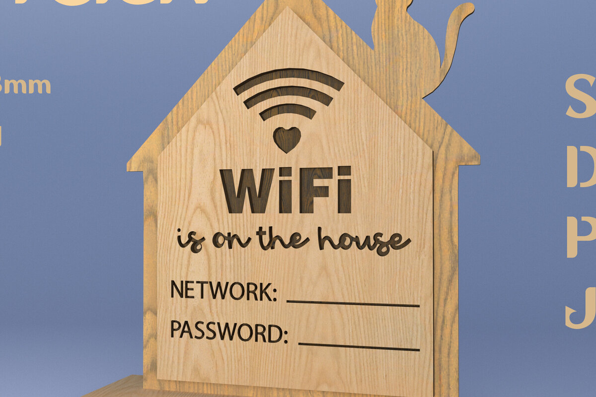 Intra απο ξύλο plywood 3mm-4mm πάχος – Wifi. Σημάδι λέιζερ. Κοπή λέιζερ σπιτιού Δίασταση  20x20 cm INTRAFABR-82010074