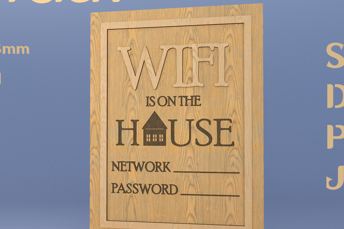 Intra απο ξύλο plywood 3mm-4mm πάχος – Wifi. Σημάδι λέιζερ. Πινακίδα Wi-Fi για το σπίτι Δίασταση  20x20 cm INTRAFABR-82011279