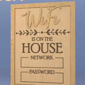 Intra απο ξύλο plywood 3mm-4mm πάχος – Wifi. Σημάδι λέιζερ. Πινακίδα Wi-Fi για το σπίτι Δίασταση  20x20 cm INTRAFABR-82010009