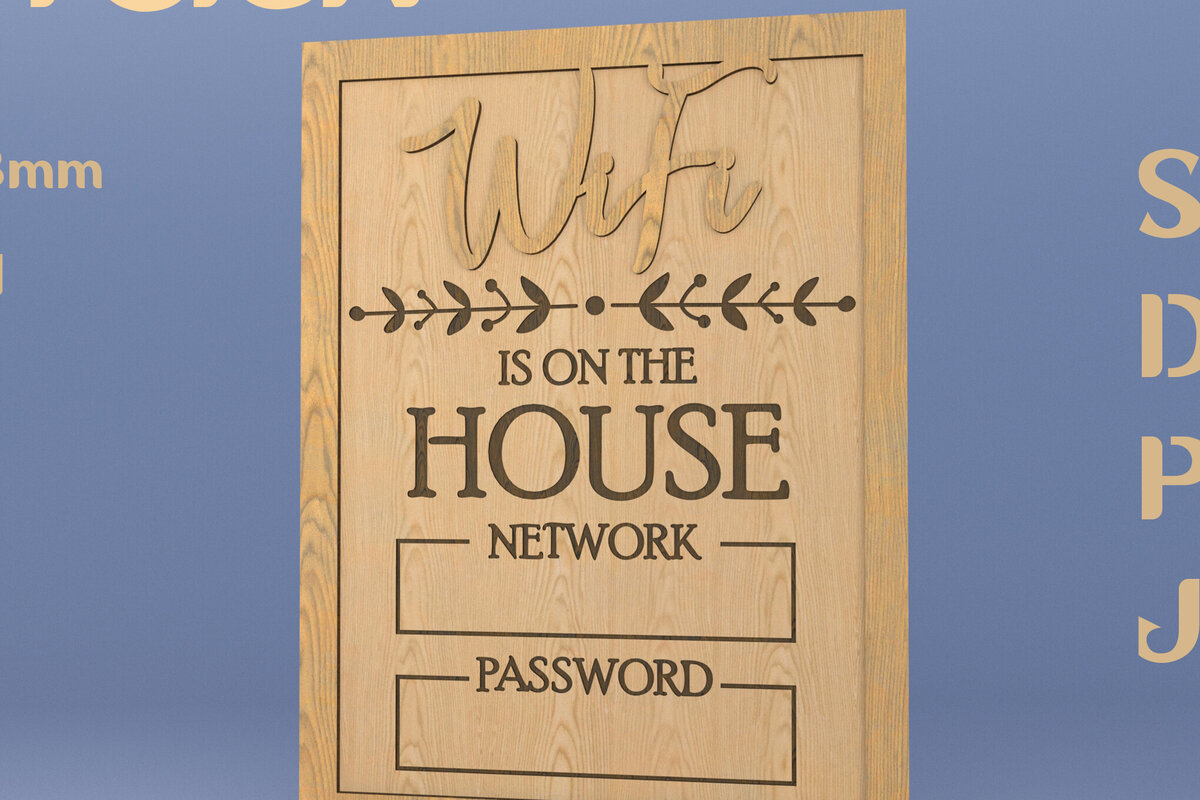 Intra απο ξύλο plywood 3mm-4mm πάχος – Wifi. Σημάδι λέιζερ. Πινακίδα Wi-Fi για το σπίτι Δίασταση  20x20 cm INTRAFABR-82010009