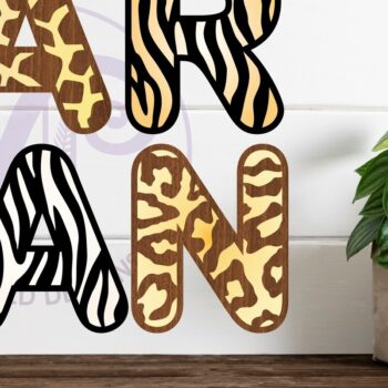 Intra απο ξύλο plywood 3mm-4mm πάχος – Wild Animal Print Γράμματα Alphabet X 78 Δίασταση 20x20 cm INTRAFABR-78170192 - Image 1