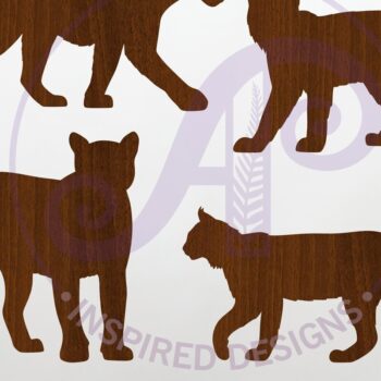 Intra απο ξύλο plywood 3mm-4mm πάχος – Άγριες γάτες από τη Βόρεια Αμερική Σιλουέτα Δίασταση  20x20 cm INTRAFABR-117131340 - Image 1