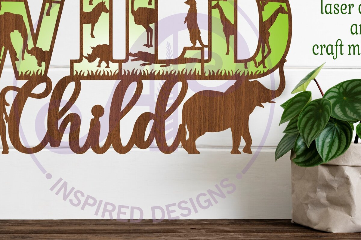 Intra απο ξύλο plywood 3mm-4mm πάχος – Αρχείο κοπής με λέιζερ Wild Child Δίασταση  20x20 cm INTRAFABR-96174550