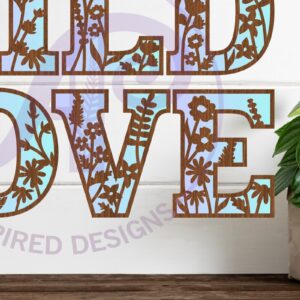 Intra απο ξύλο plywood 3mm-4mm πάχος – Σετ γραμμάτων αλφάβητου άγριο λουλούδι. 2 στρώμα Δίασταση  20x20 cm INTRAFABR-88784580