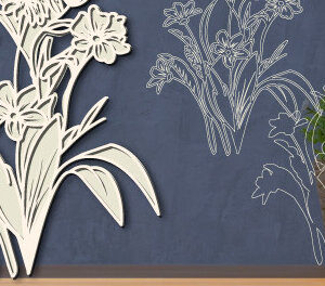 Intra απο ξύλο plywood 3mm-4mm πάχος – Χαρτί με στρώση Wild Flower Cut 1520 Δίασταση  20x20 cm INTRAFABR-118021317
