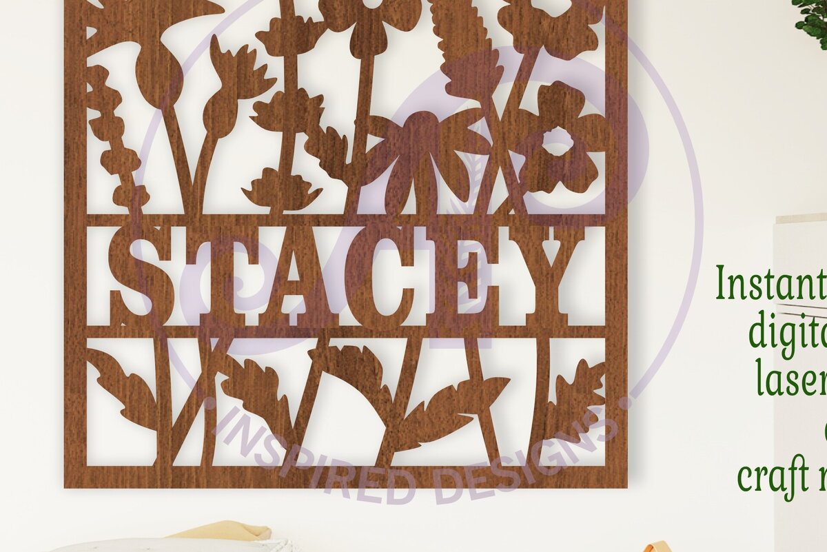 Intra απο ξύλο plywood 3mm-4mm πάχος – Τετράγωνο όνομα άγριο λουλούδι Laser Δίασταση  20x20 cm INTRAFABR-108140722