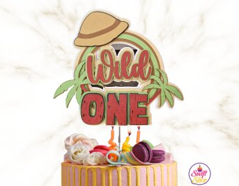 Intra απο ξύλο plywood 3mm-4mm πάχος – Wild One Layered Cake Topper Δίασταση 20x20 cm INTRAFABR-77423383 - Image 2