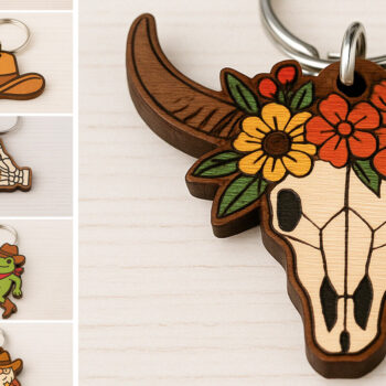 Intra απο ξύλο plywood 3mm-4mm πάχος – Πακέτο μπρελόκ Wild West – 12 σχέδια Δίασταση  5x5 cm INTRAFABR-120897075 - Image 1