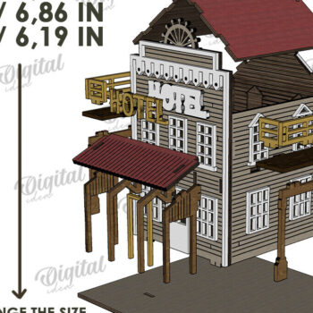 Intra απο ξύλο plywood 3mm-4mm πάχος – Περικοπή με λέιζερ Wild West Town Δίασταση  20x20 cm INTRAFABR-123620625 - Image 2