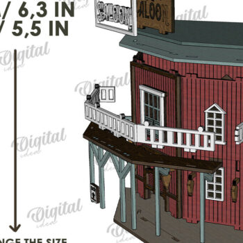 Intra απο ξύλο plywood 3mm-4mm πάχος – Περικοπή με λέιζερ Wild West Town Δίασταση  20x20 cm INTRAFABR-123620574 - Image 3