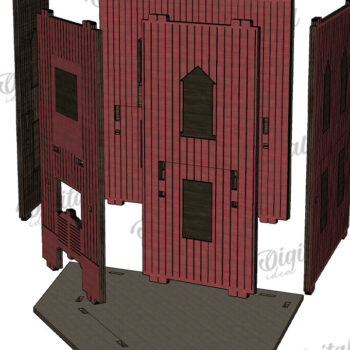 Intra απο ξύλο plywood 3mm-4mm πάχος – Περικοπή με λέιζερ Wild West Town Δίασταση  20x20 cm INTRAFABR-123620574 - Image 5