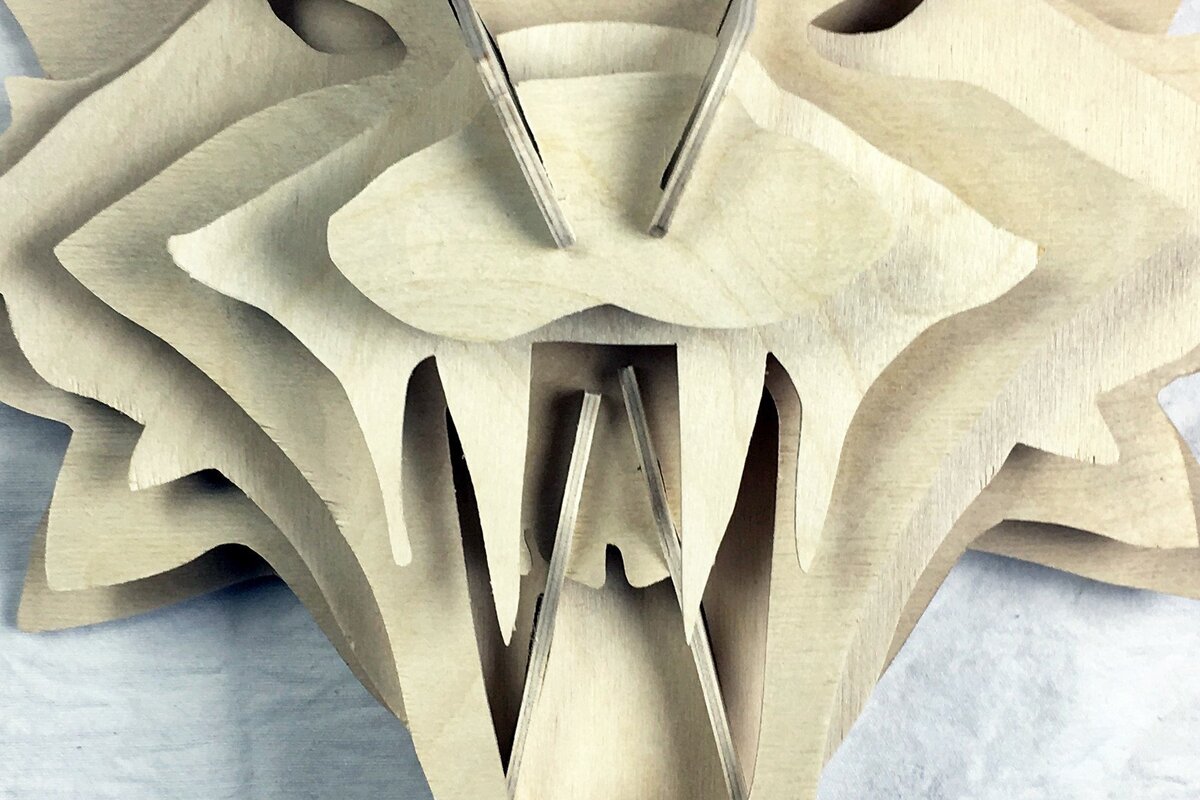 Intra απο ξύλο plywood 3mm-4mm πάχος – Κοπή λέιζερ κεφαλιού αγριόγατας Δίασταση  20x20 cm INTRAFABR-36872426