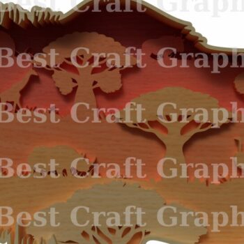 Intra απο ξύλο plywood 3mm-4mm πάχος – Wildebeest Layered Scene Δίασταση  20x20 cm INTRAFABR-121761909 - Image 3