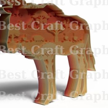Intra απο ξύλο plywood 3mm-4mm πάχος – Wildebeest Layered Scene Δίασταση  20x20 cm INTRAFABR-121761909 - Image 4