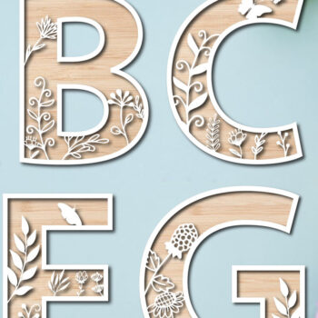 Intra απο ξύλο plywood 3mm-4mm πάχος – WILDFLOWER Αρχείο Alphabet Set Δίασταση  20x20 cm INTRAFABR-72728054 - Image 1