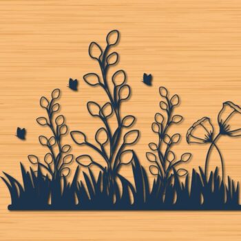 Intra απο ξύλο plywood 3mm-4mm πάχος – Wildflower Floral Branch Δίασταση  20x20 cm INTRAFABR-32034111 - Image 1