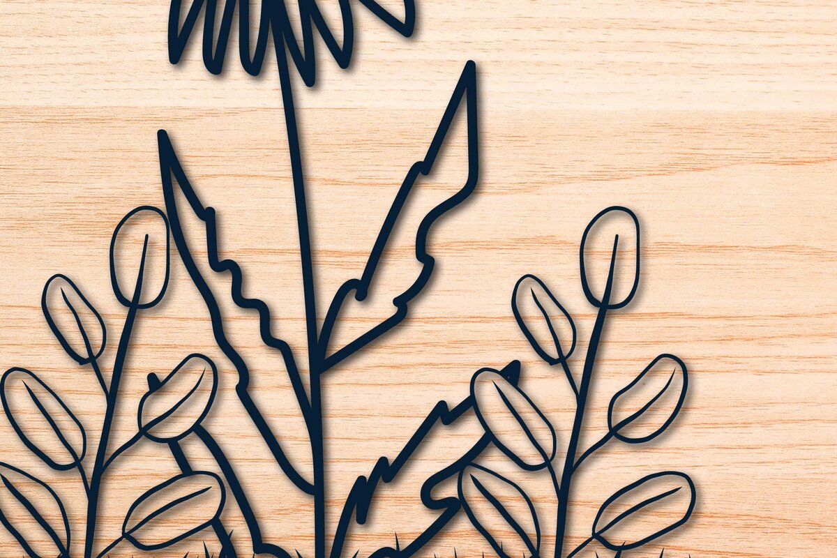 Intra απο ξύλο plywood 3mm-4mm πάχος – Wildflower Sign Laser/Paper Cut Δίασταση  40x30 cm INTRAFABR-60512227