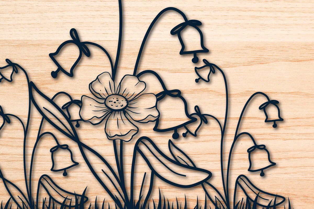 Intra απο ξύλο plywood 3mm-4mm πάχος – Wildflower Sign Laser/Paper Cut Δίασταση  40x30 cm INTRAFABR-60518211