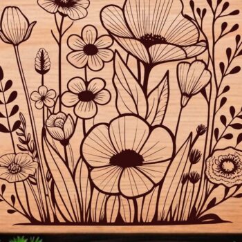 Intra απο ξύλο plywood 3mm-4mm πάχος – Wildflowers,, Κοπή Δίασταση  20x20 cm INTRAFABR-122379480 - Image 3