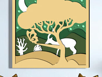 Intra απο ξύλο plywood 3mm-4mm πάχος – Wildlife Shadow Box Διακόσμηση τοίχου με λέιζερ Δίασταση  20x20 cm INTRAFABR-69874569 - Image 1