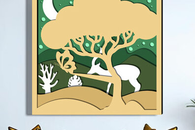 Intra απο ξύλο plywood 3mm-4mm πάχος – Wildlife Shadow Box Διακόσμηση τοίχου με λέιζερ Δίασταση  20x20 cm INTRAFABR-69874569